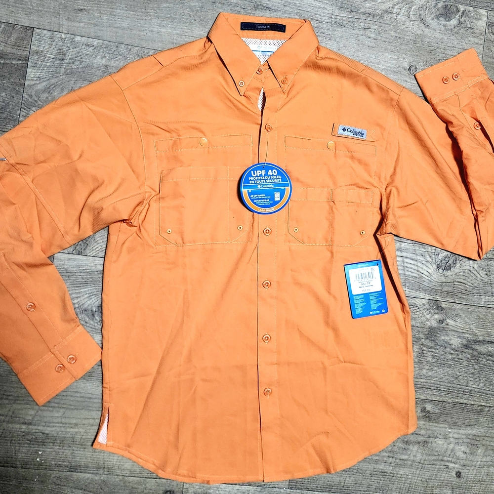 Columbia PFG Men's Orange Shirt UPF 40